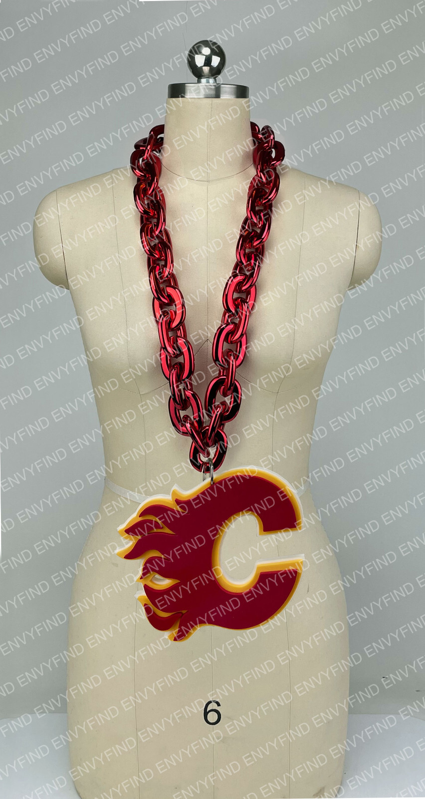 New NHL Calgary Flames BIG Fan Chain Red Necklace Foam MI USA New NHL Calgary Flames BIG Fan Chain Red Necklace Foam MI USA