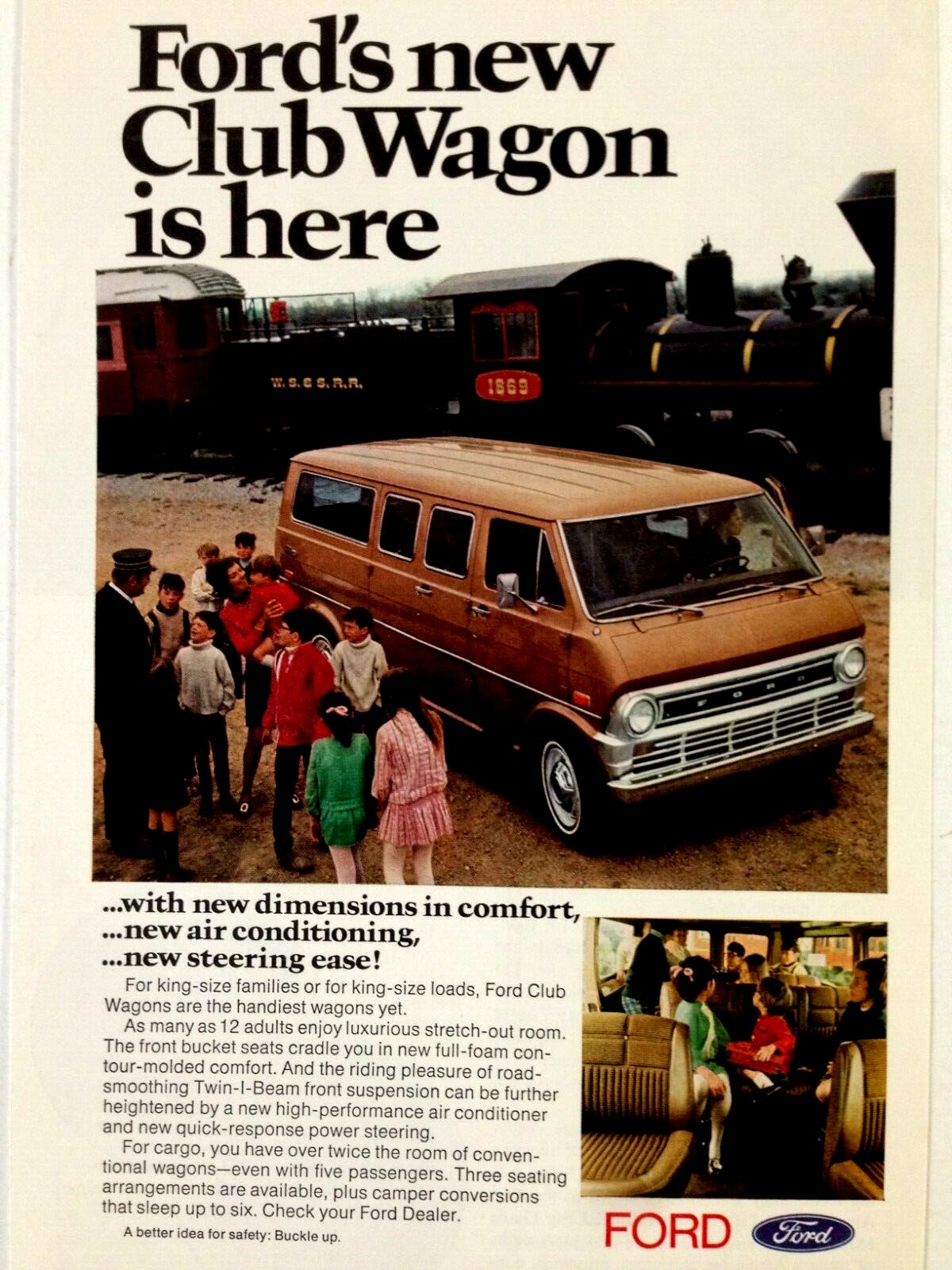 1971 Ford Club Wagon Van Print Ad New Is Here 1971 Ford Club Wagon Van Print Ad New Is Here