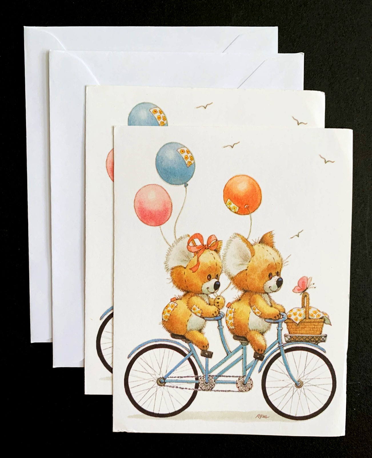 VTG RJ Morehead RagTag Teddies Note Cards Tandem Bike Artist signed lot 3 UNUSED VTG RJ Morehead RagTag Teddies Note Cards Tandem Bike Artist signed lot 3 UNUSED