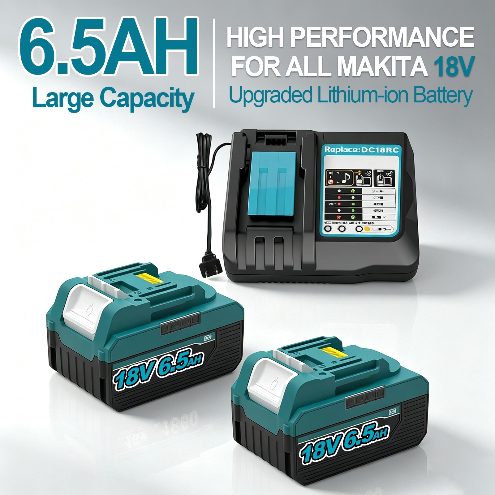 18V 6.5Ah Lithium-Ion Battery and Charger For Makita BL1830 BL1850 BL1860 BL1840