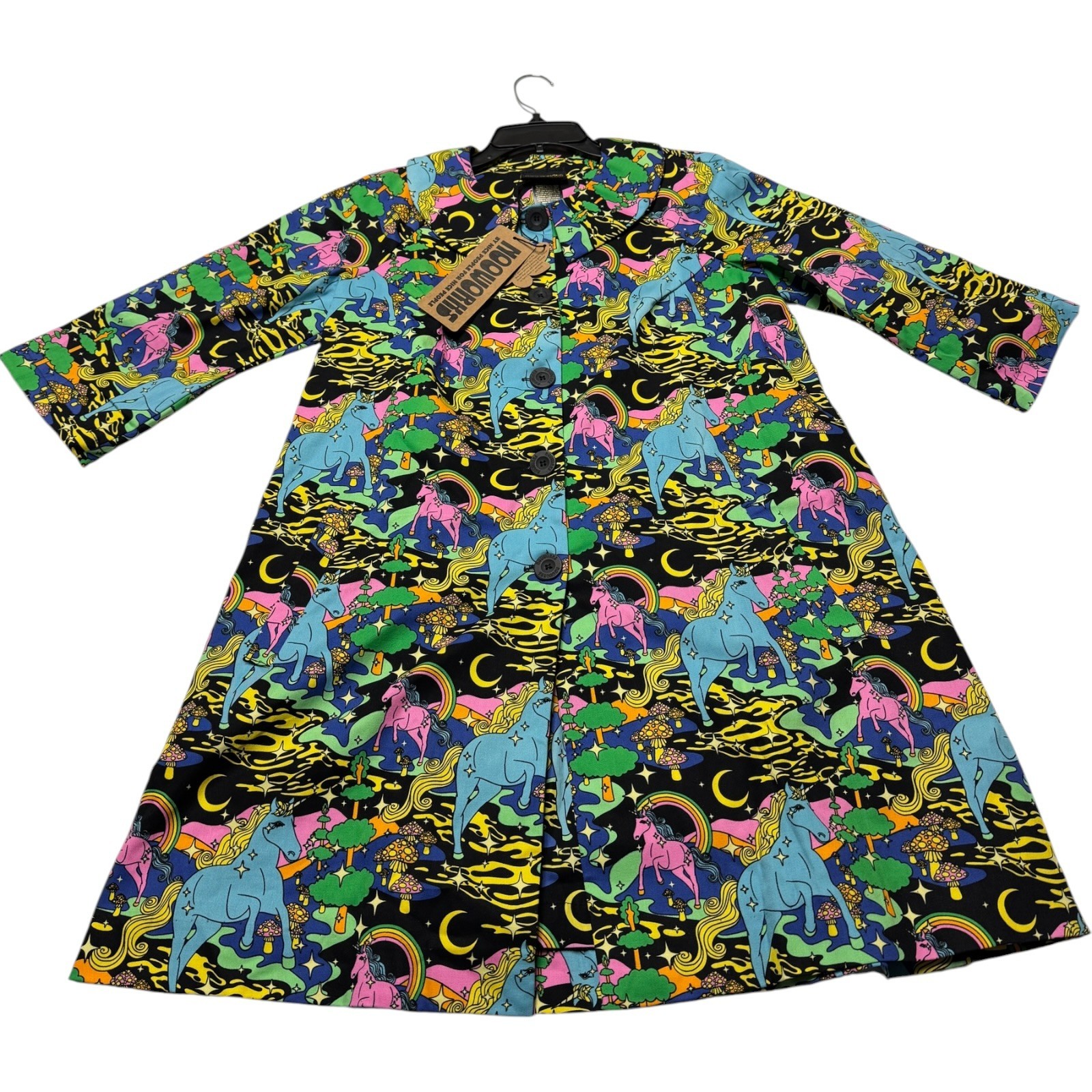 Nooworks Women\'s Unicorn Rainbow Button Front Mini Dress Size Small Psychedelic Nooworks Women\'s Unicorn Rainbow Button Front Mini Dress Size Small Psychedelic
