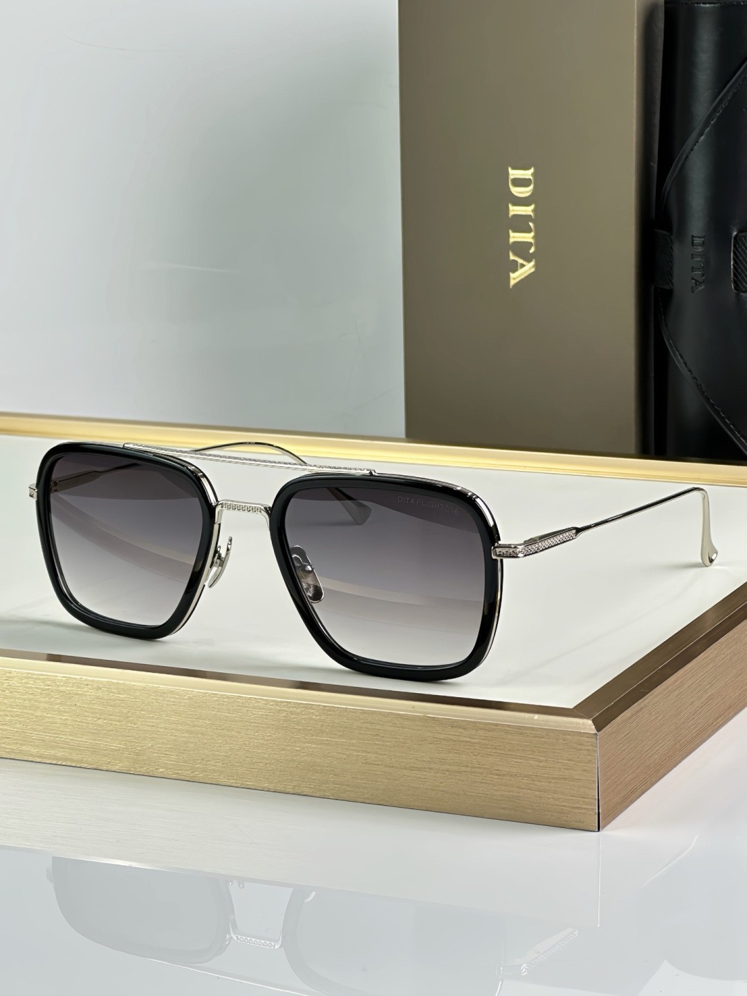 DITA FLIGHT 006 Retro Square sunglasses Silver Trim Grey Gradient Lens