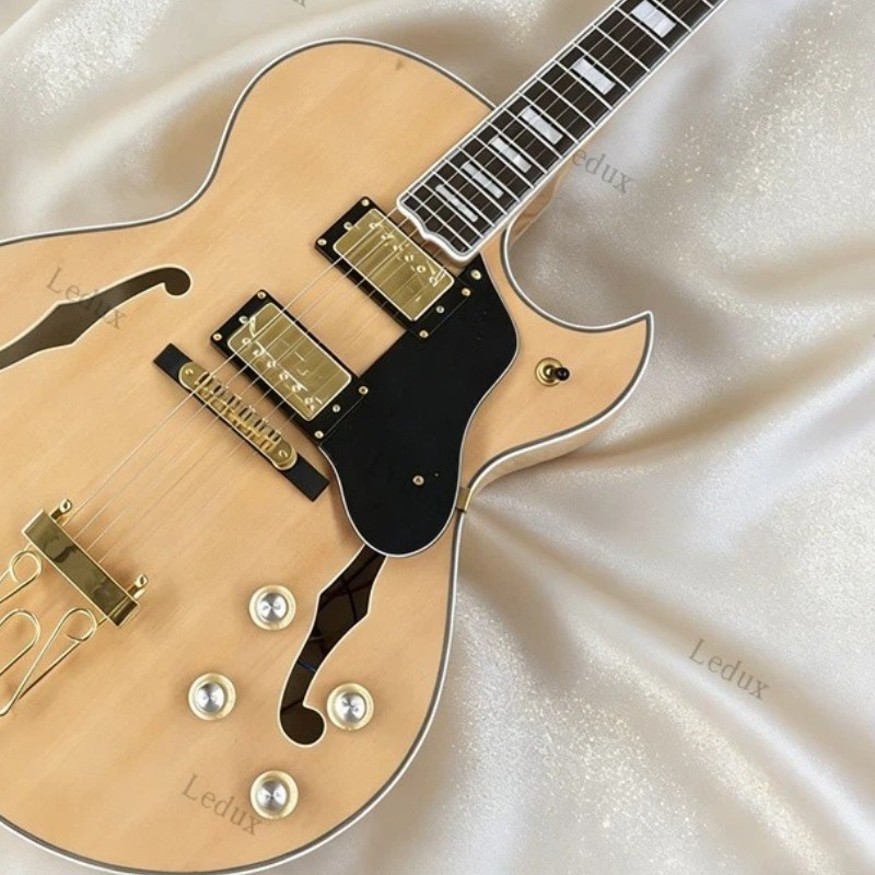 Natural Hollow Byrdland Electric Guitar 596mm H-H Pickups Archtop Gold Hardware