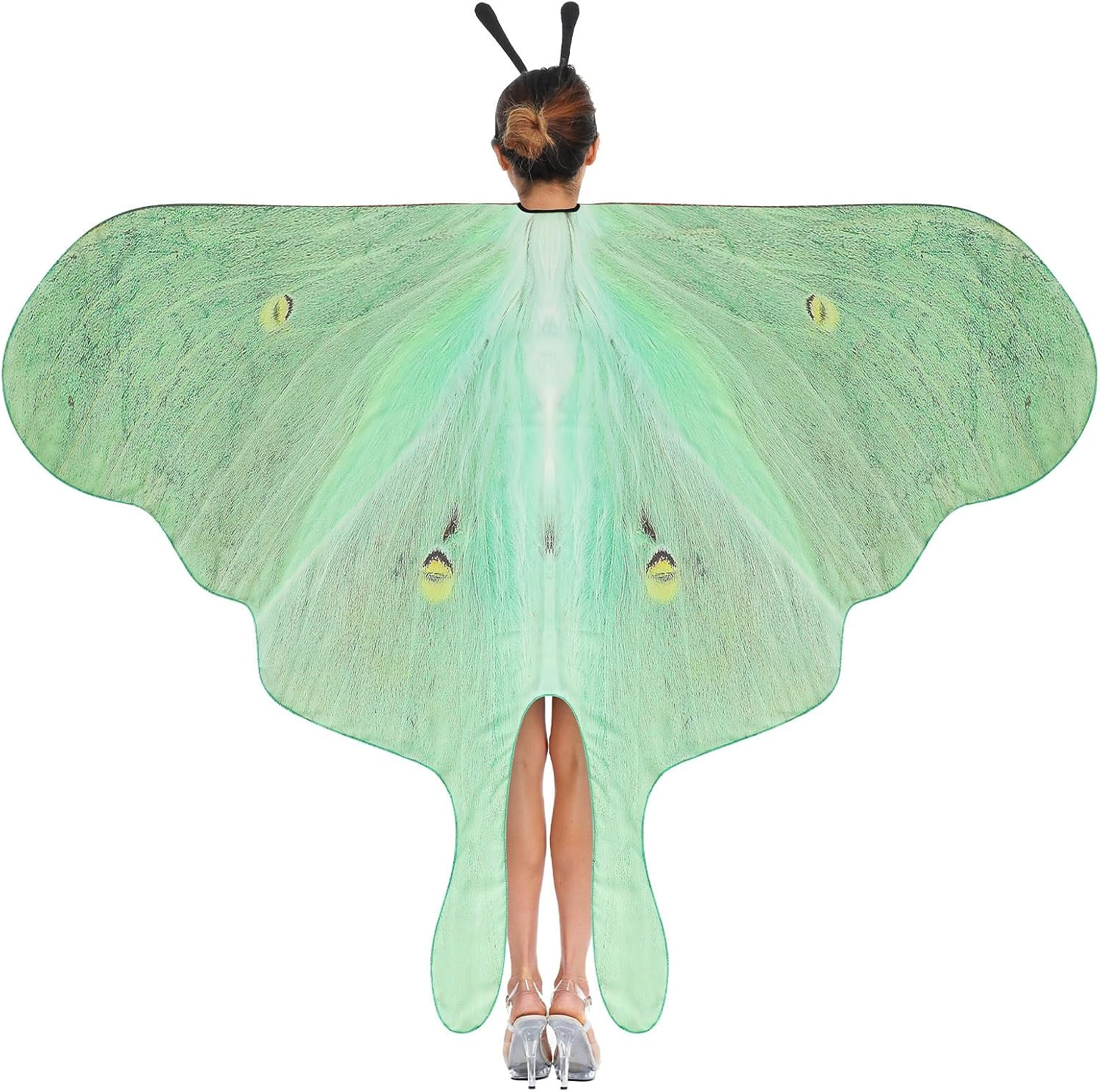 2 Pcs Halloween Moth Wings Costume Cape, Shawl Headband Women