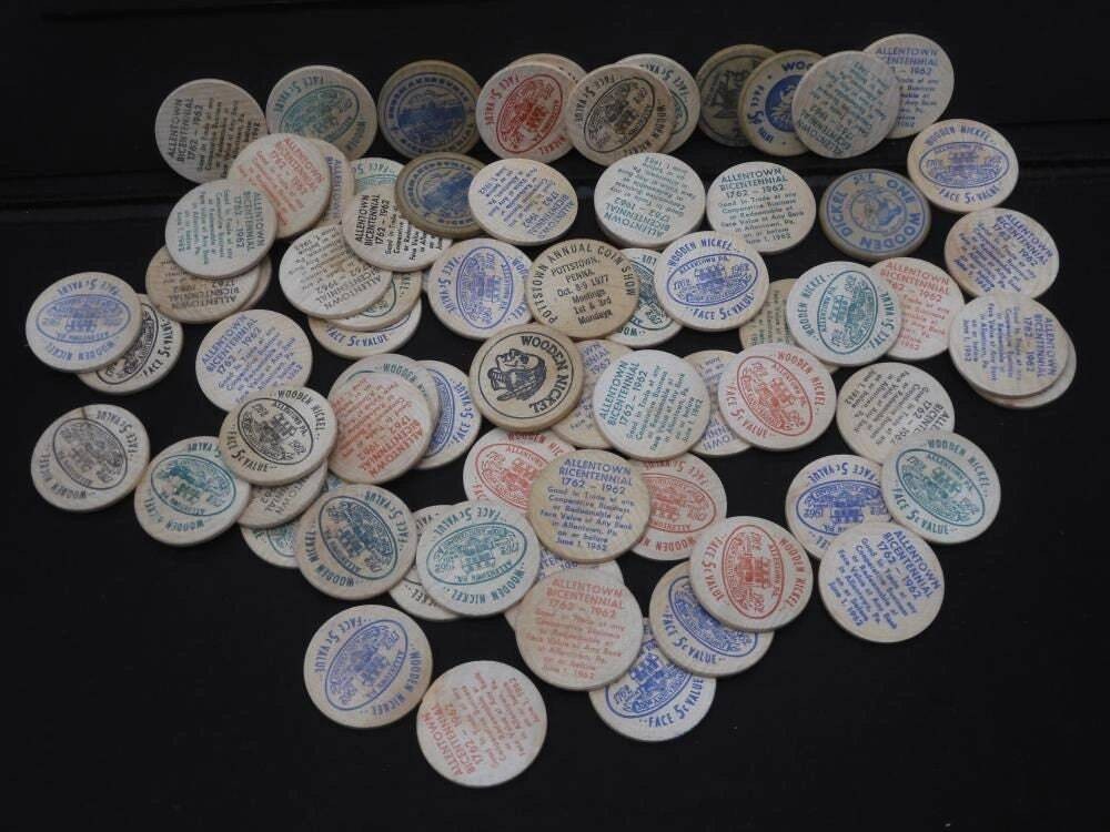 Vintage Wooden Nickels - Lot Of 70+ Vintage Wooden Nickels - Lot Of 70+