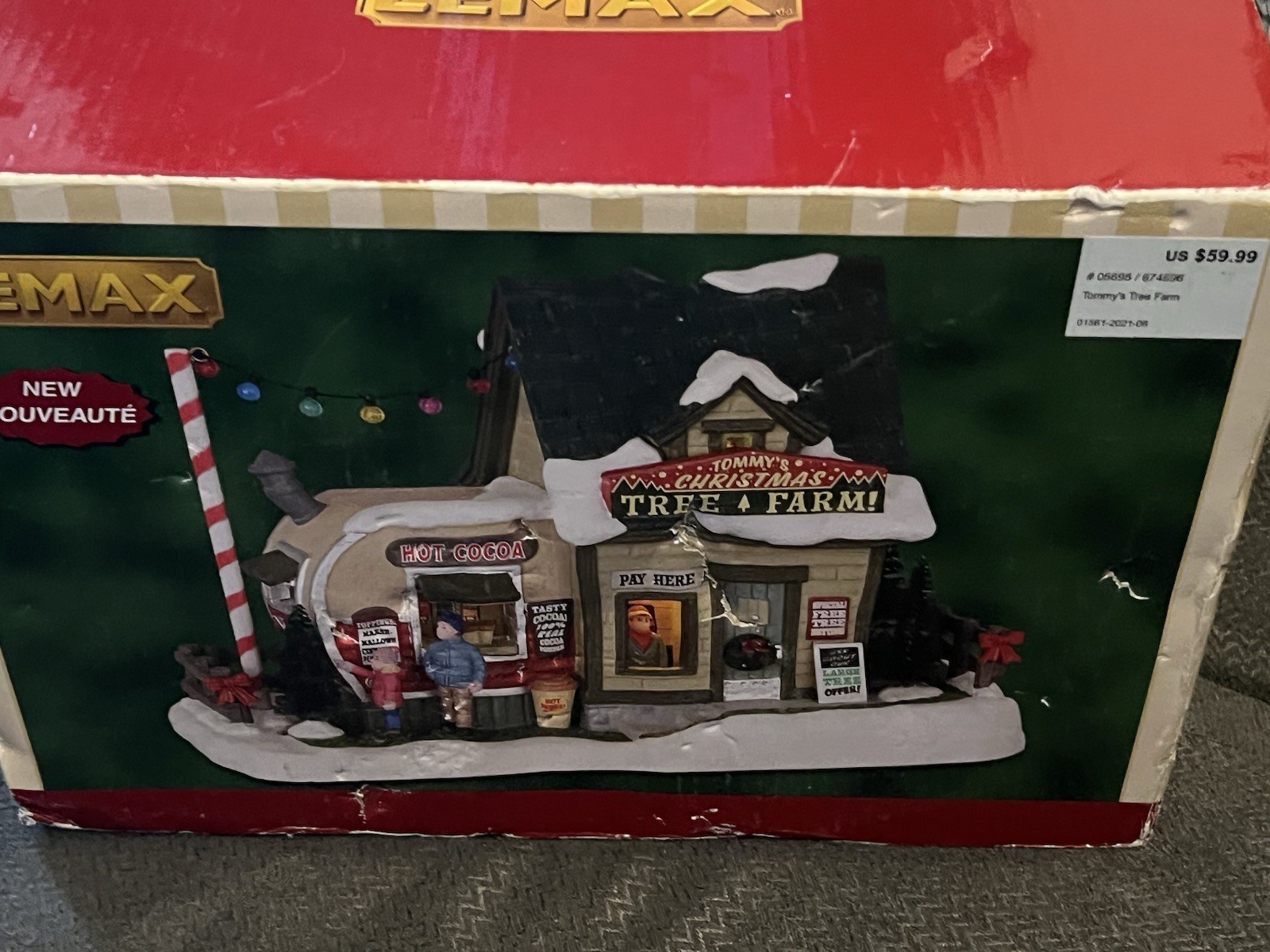 Lemax Village Christmas Tree Farm & Cocoa Stand With Box - Read Lemax Village Christmas Tree Farm & Cocoa Stand With Box - Read