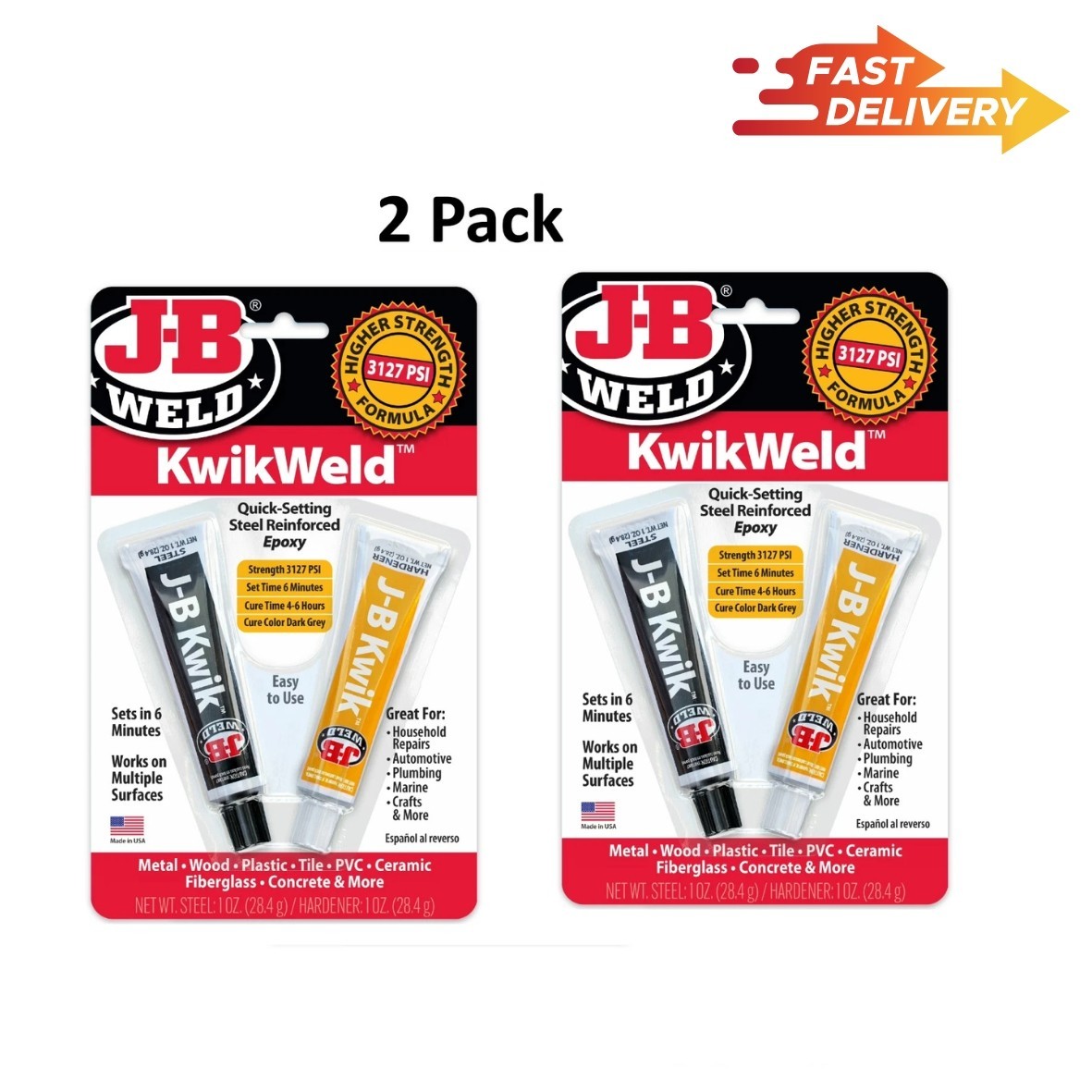 J-B Weld 8276 KwikWeld Quick Setting Steel Reinforced Epoxy - Dark Grey 2 oz