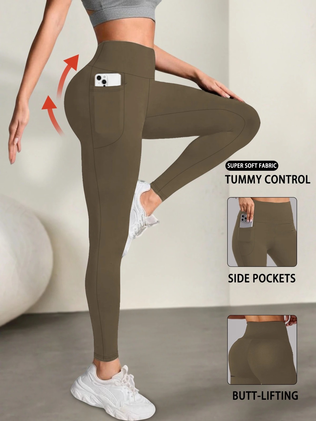 Women's High Waist Tummy Control Leggings Pockets Buttery Soft Squat Proof Yoga