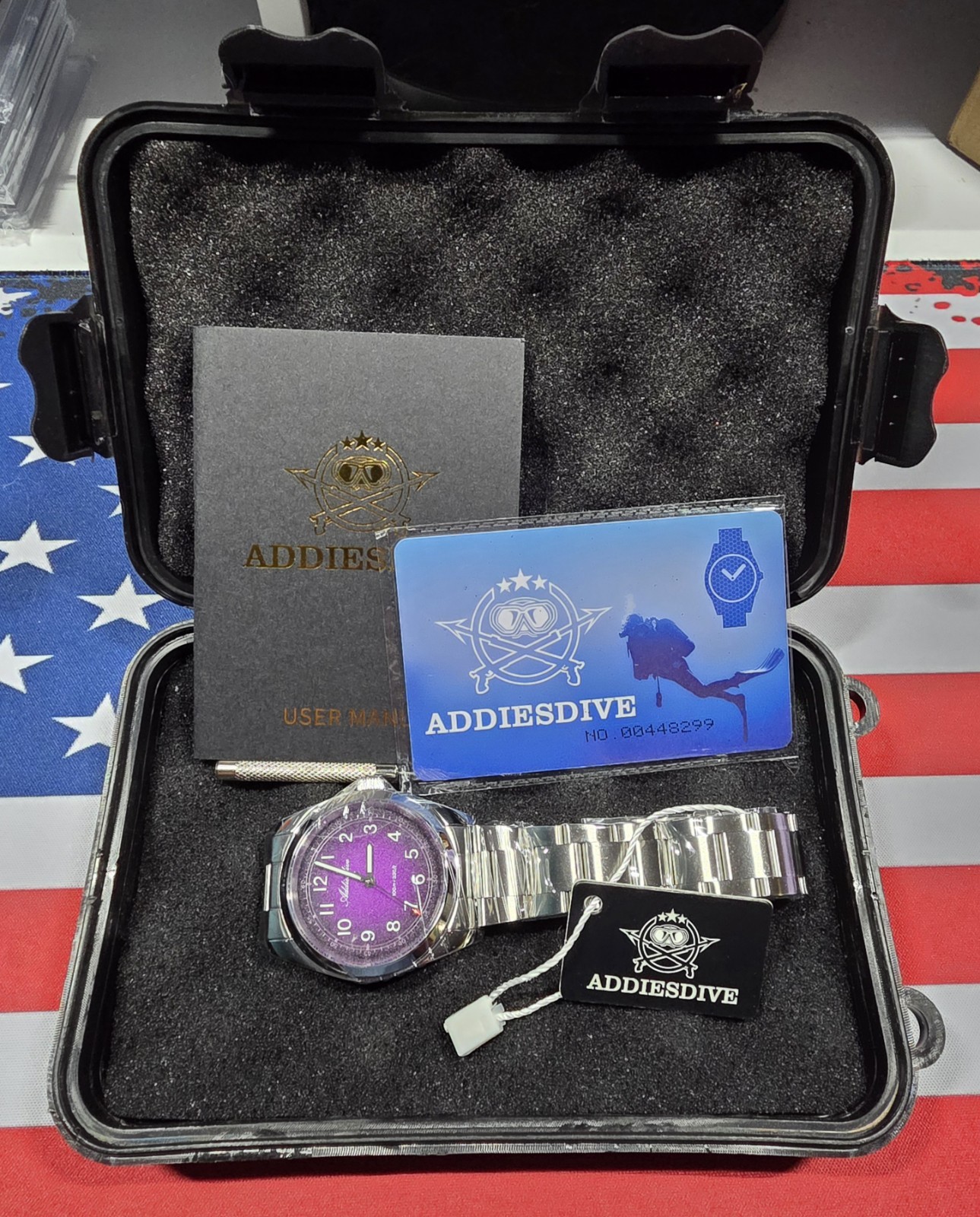 ADDIESDIVE AD2553 36mm Quartz Watch Purple 100m Waterproof Stainless Sapphire