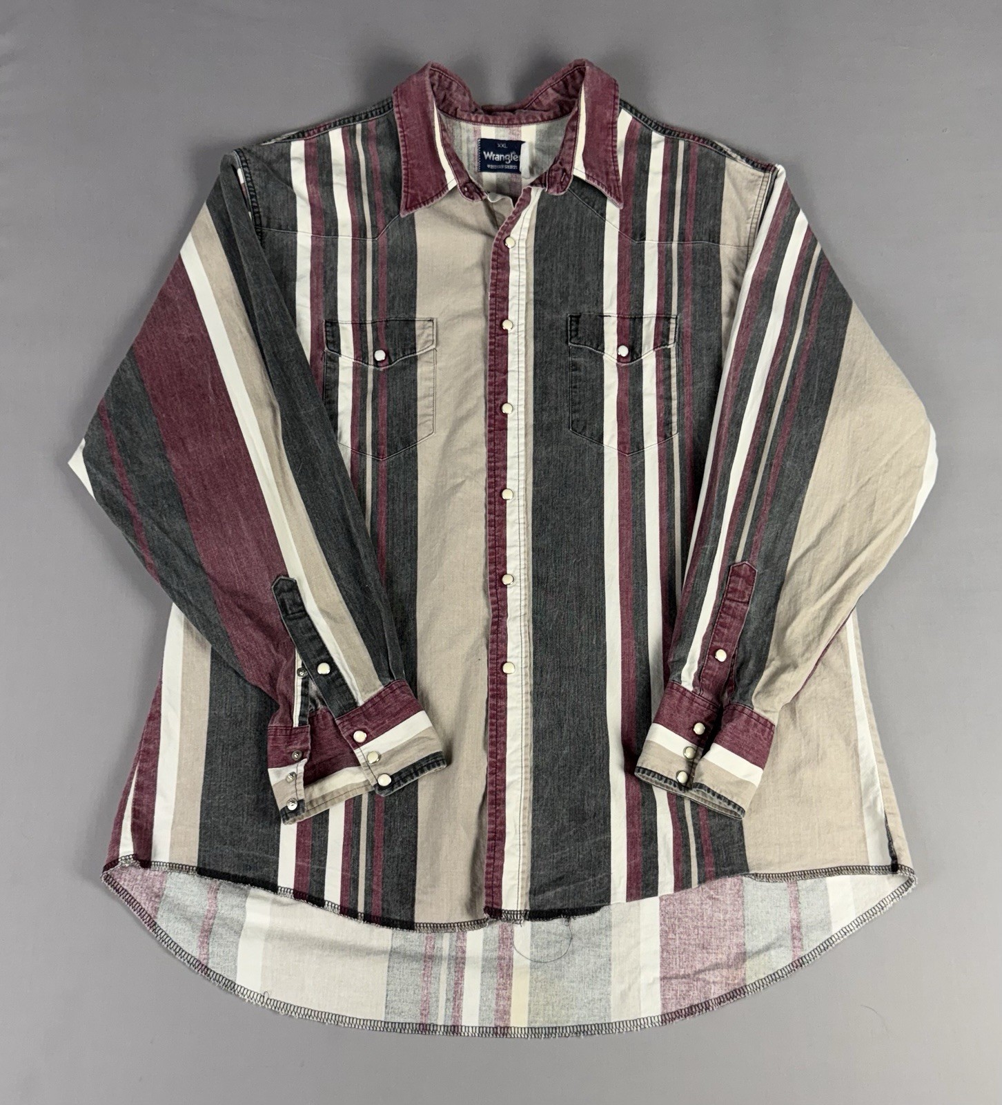 VINTAGE Wrangler Brushpopper Striped Western Shirt Size XXL Rockabilly Country