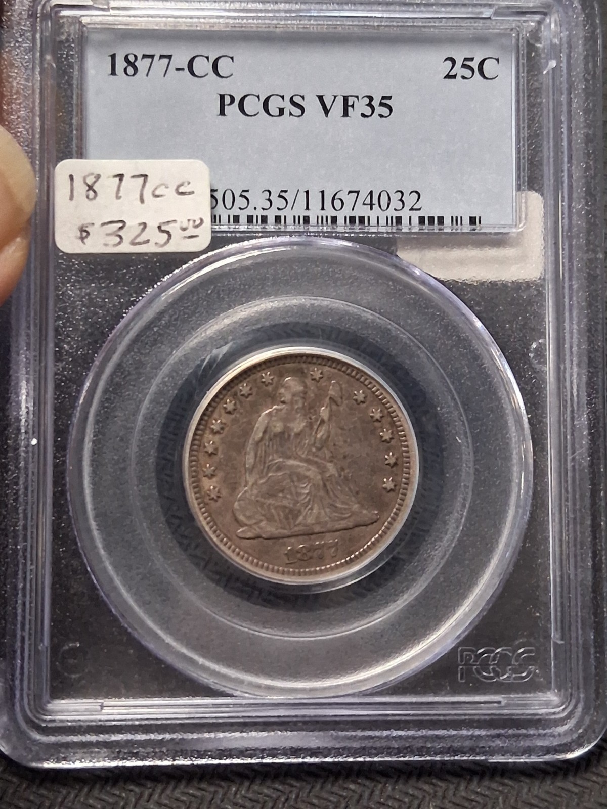 1877cc Seated Liberty Silver Quarter PCGS VF35 (Lot #10658)
