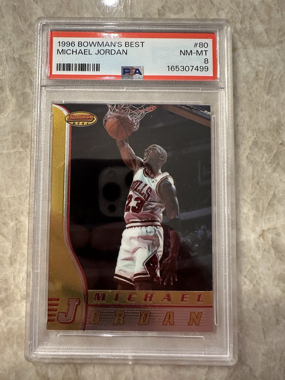 1996-97 Bowman\'s Best - Michael Jordan #80 Chicago Bulls Card PSA 8 NM-MT Rare 1996-97 Bowman\'s Best - Michael Jordan #80 Chicago Bulls Card PSA 8 NM-MT Rare