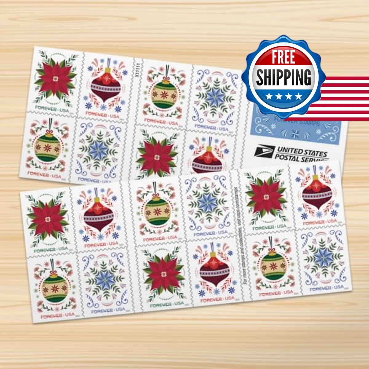 USPS Holiday Joy 1 Booklet 20 Stamps First-Class Forever USPS Holiday Joy 1 Booklet 20 Stamps First-Class Forever