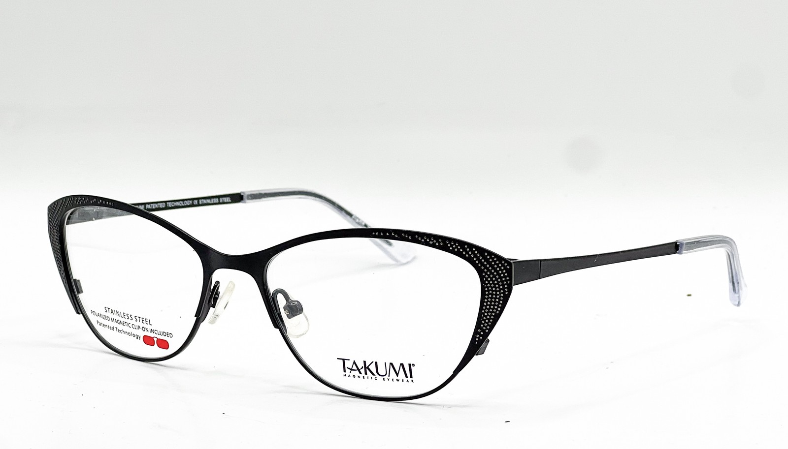 NEW TAKUMI TK1072 90 SATIN BLACK SILVER AUTHENTIC EYEGLASSES W/ CLIP 53-16