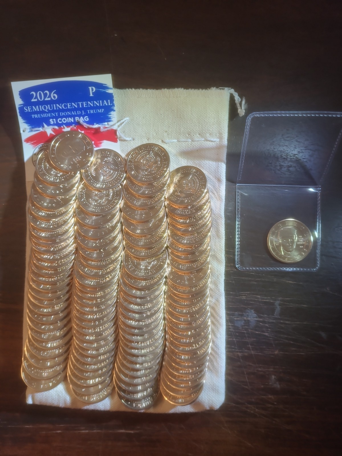 2026 Donald Trump 100 Coin Bag Opened With July 4th Privy Coin Included 