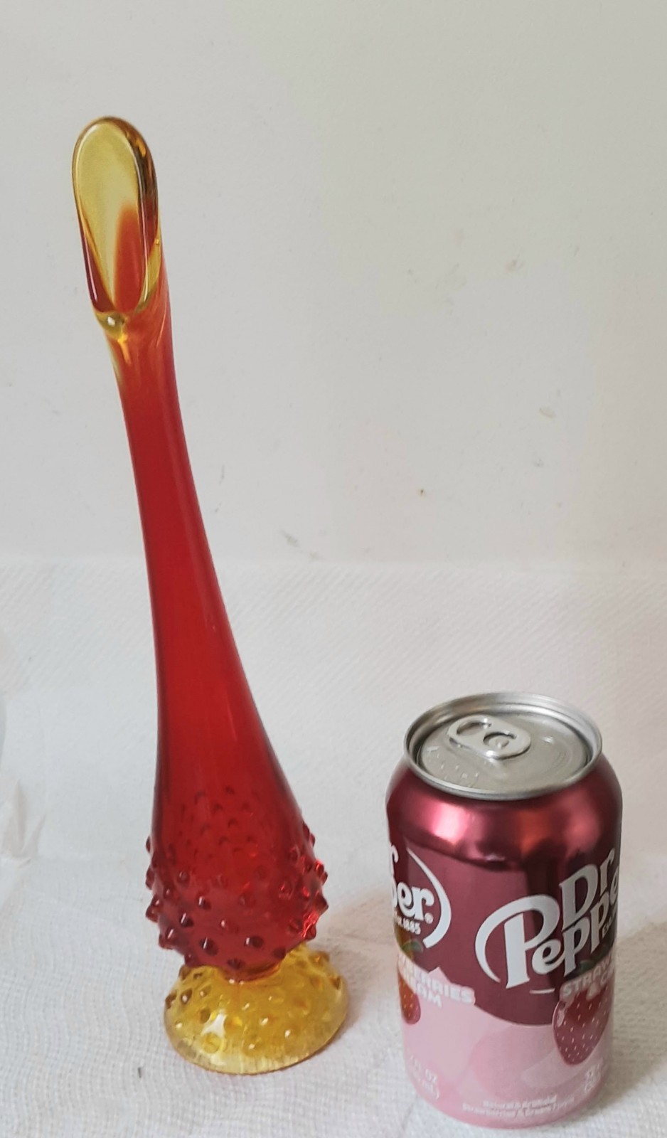 Vintage Fenton Swung Glass Vase Amberina Hobnail Pattern Signed 10 1/2 Vintage Fenton Swung Glass Vase Amberina Hobnail Pattern Signed 10 1/2