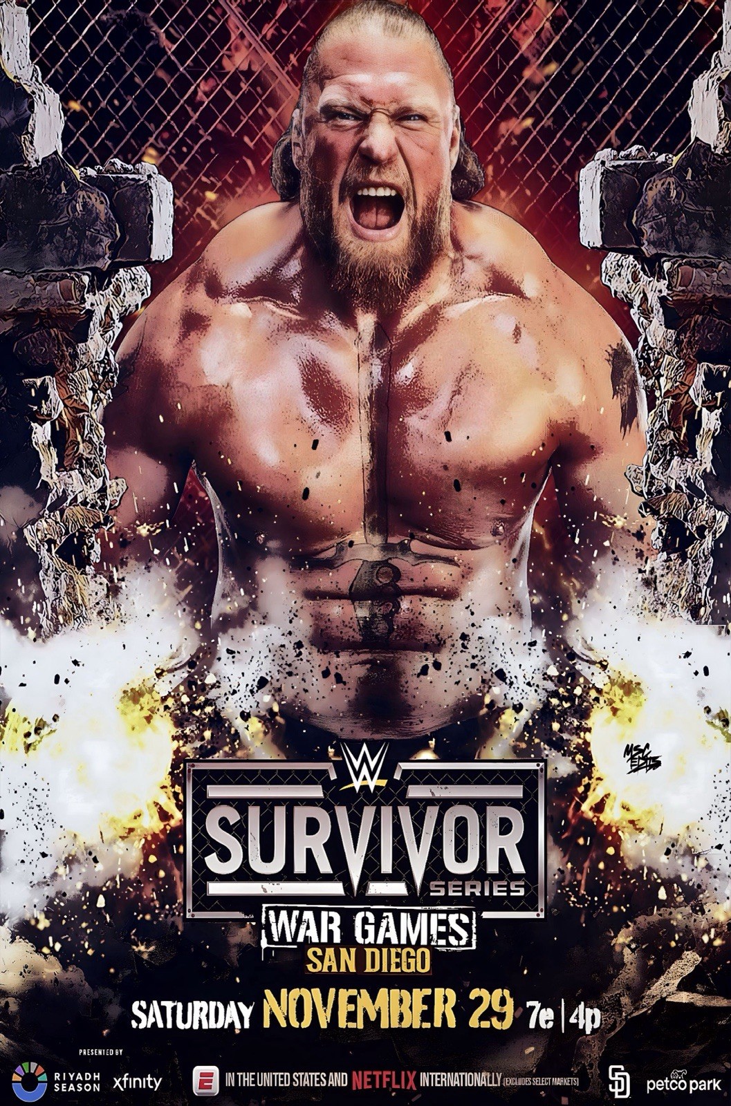 WWE GIANT 24”x36” POSTER - SURVIVOR SERIES 2025 BROCK LESNAR WWE GIANT 24”x36” POSTER - SURVIVOR SERIES 2025 BROCK LESNAR