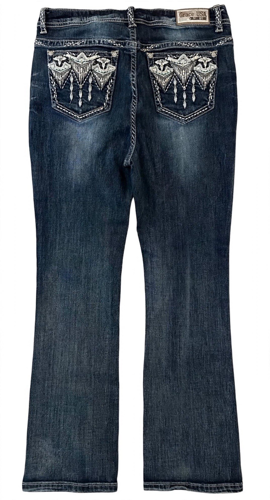 Grace USA Size 19 Dark Wash Bootcut Embroidered Bling Jeans