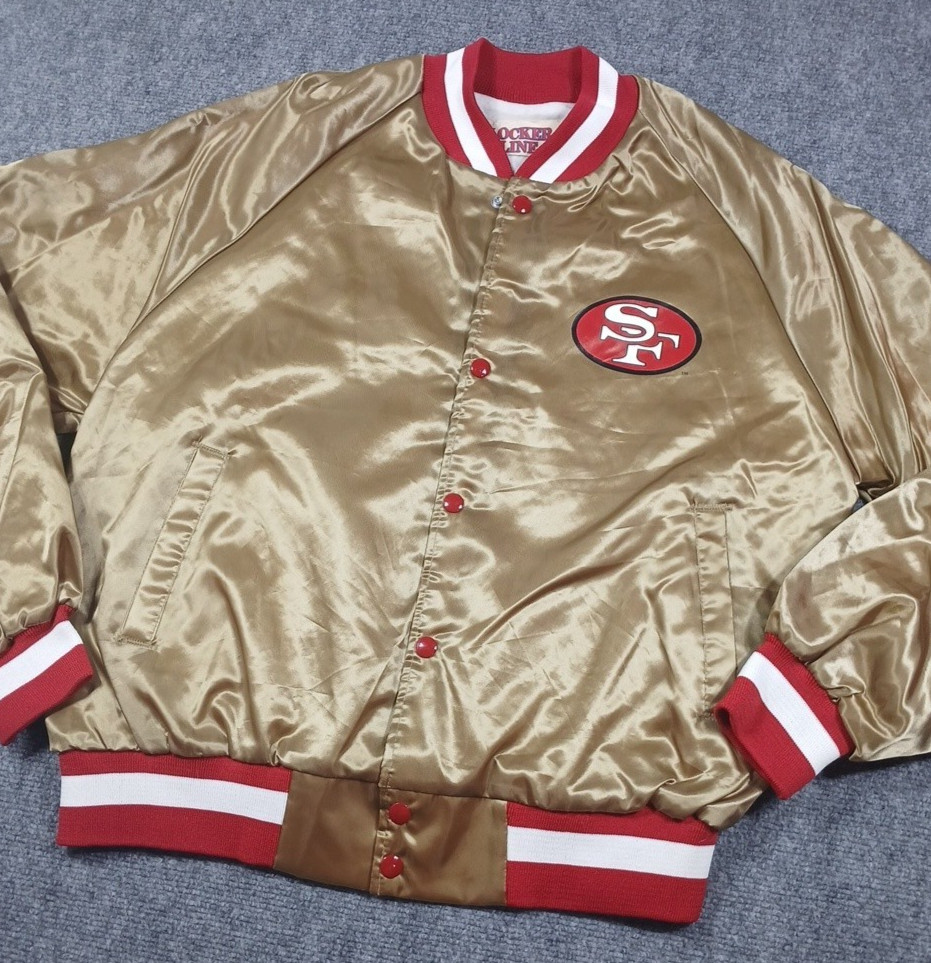 Vintage San Francisco 49ers Gold Satin Jacket Locker Line Size L NFL Football Vintage San Francisco 49ers Gold Satin Jacket Locker Line Size L NFL Football
