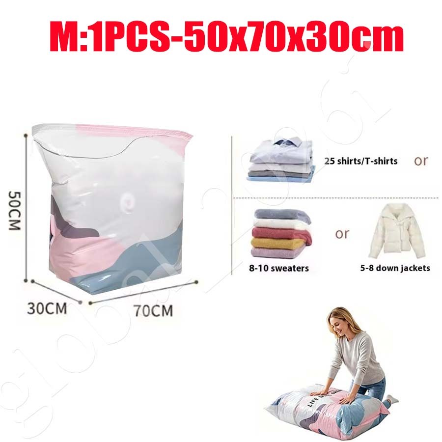 No-Pump Vacuum Storage Bags Large Cube Space Saver Compression Bags1/2/3Pcs
