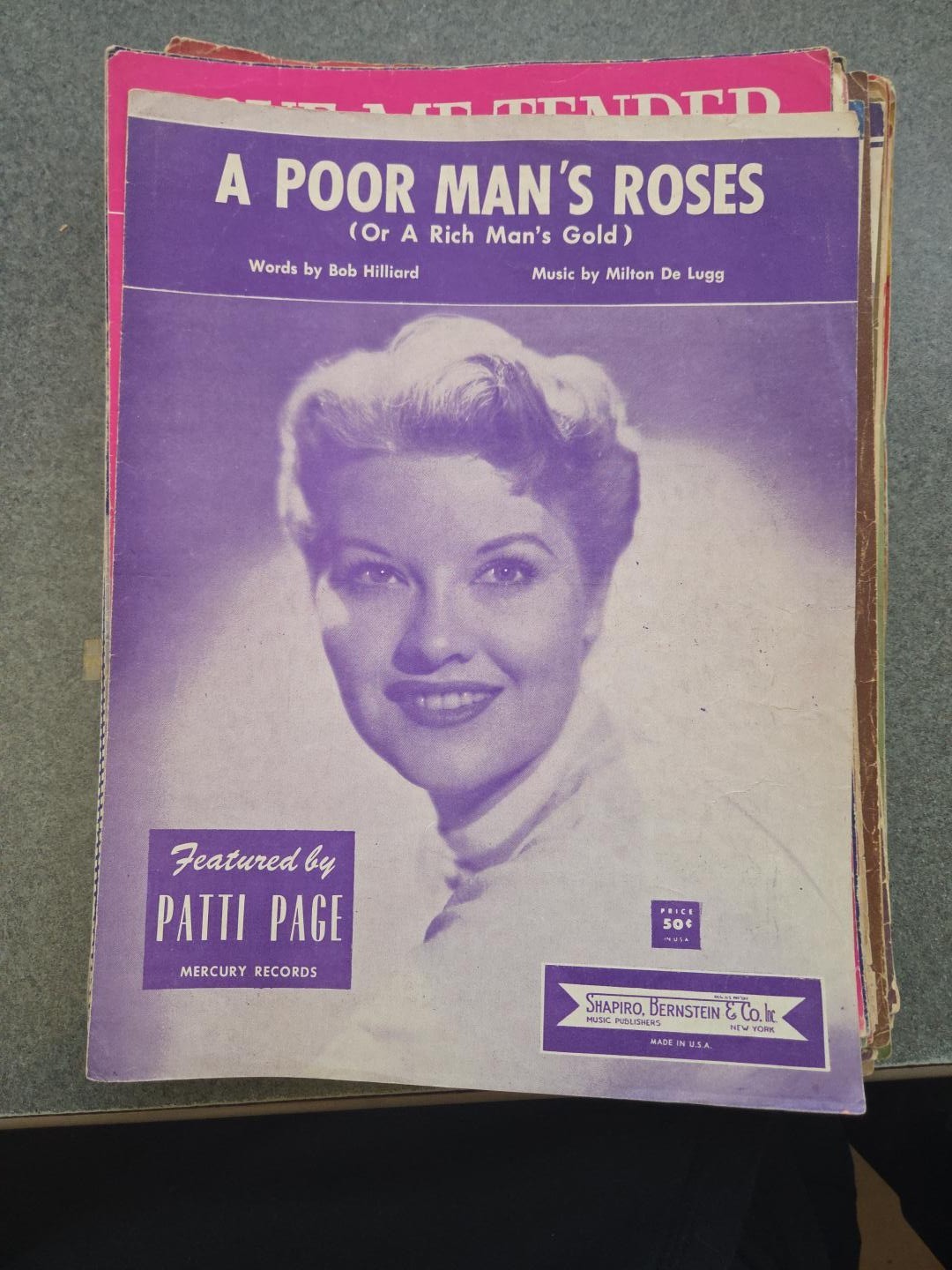 Vintage 1957 A Poor Man\'s Roses Patti Page Sheet Music Bob Hilliard Milton De...
