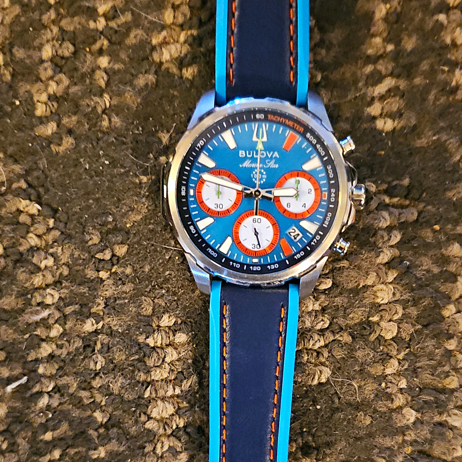 Bulova Marine Star Men's Quartz Chronograph Tachymeter Date Blue 43mm Watch