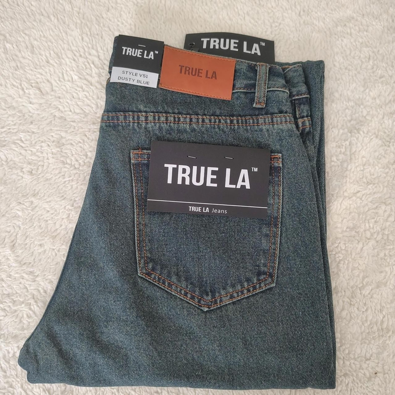NWT True LA Men\'s 5-Pocket Straight Leg Dusty Blue Jeans 34x30