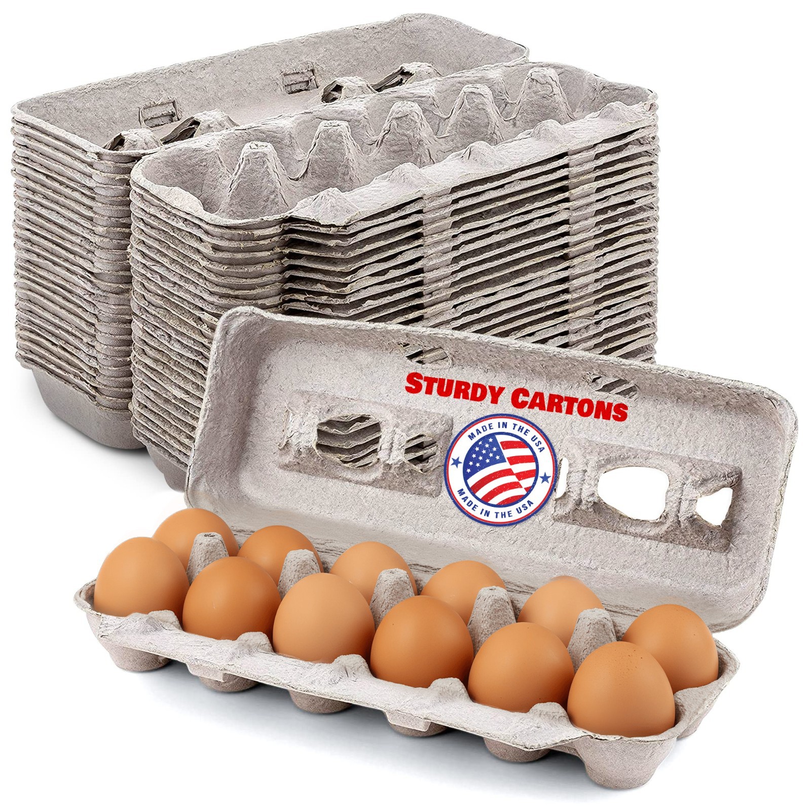 MT Products Blank Natural Pulp Egg Cartons | Holds 12 Eggs - Pack of 25