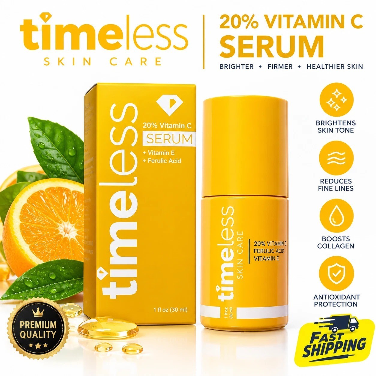 Timeless 20% Vitamin C Serum 1 oz Vitamin E Ferulic Acid Skin Care