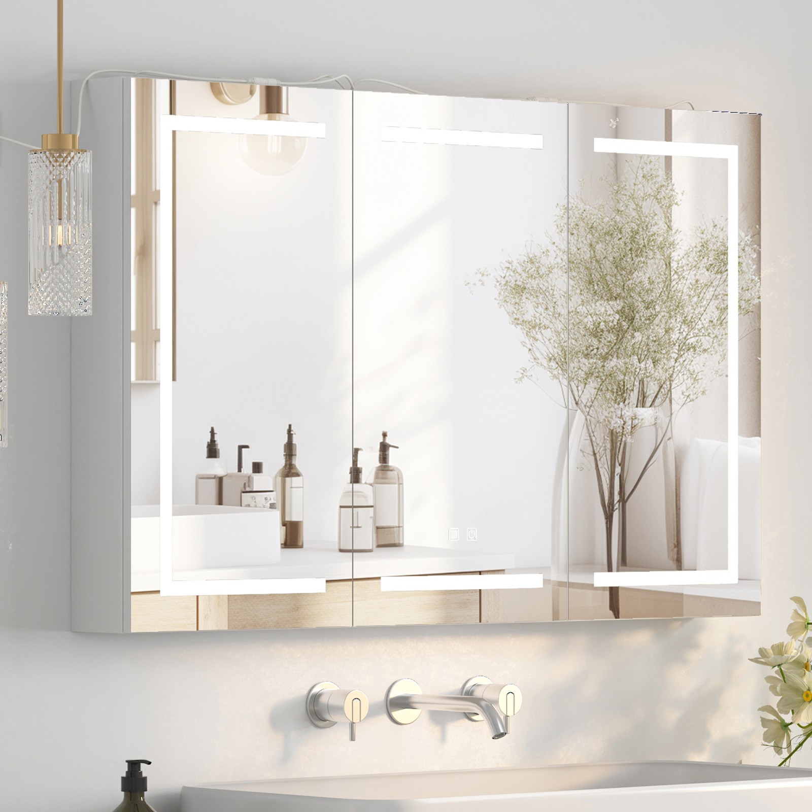Large LED Medicine Cabinet Bathroom Mirror Cabinet with Light 3 Color 47×30 Inch Large LED Medicine Cabinet Bathroom Mirror Cabinet with Light 3 Color 47×30 Inch