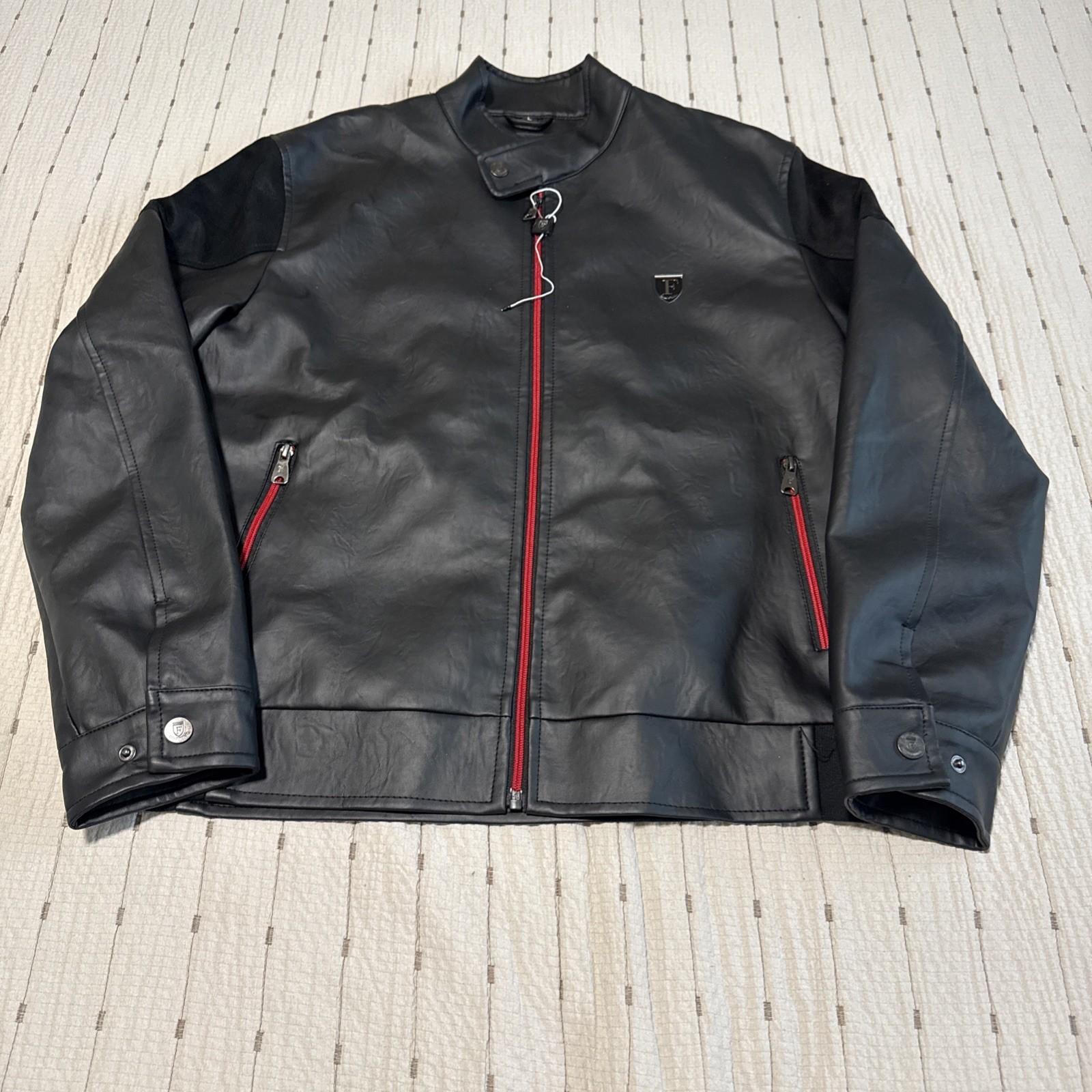 NWOT FERRARI F COLLECTION black leather and suede jacket ITALY Mens Large NWOT FERRARI F COLLECTION black leather and suede jacket ITALY Mens Large