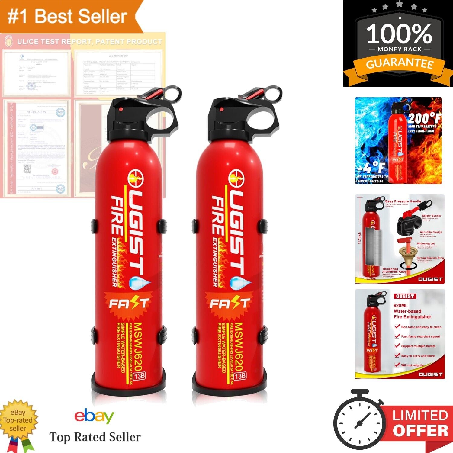 Fire Extinguisher for Home 620ml 2 Count,Can Prevent Re-Ignition,Best Suitabl...