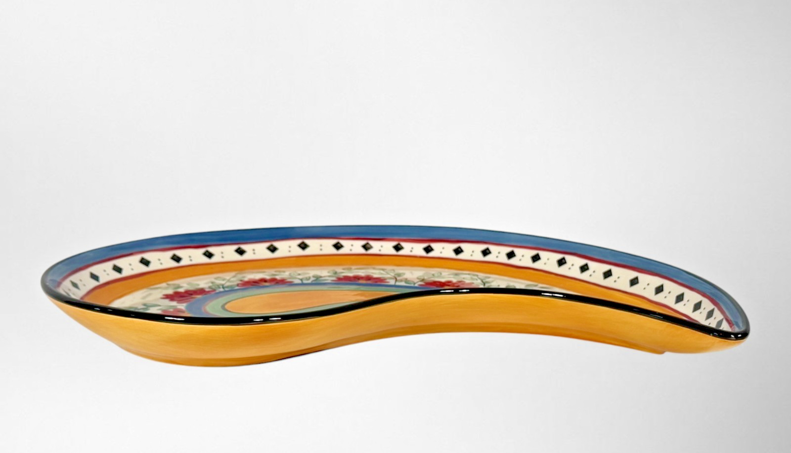 Pier 1 Alexandria Hand Painted Teardrop Platter Serving Tray Large