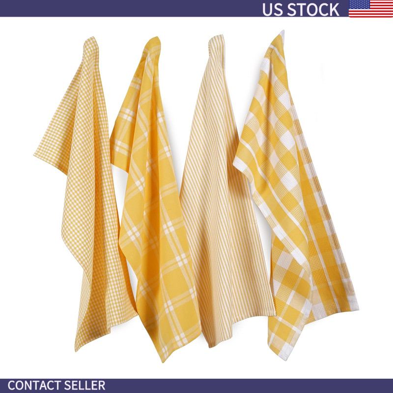 100% Cotton Kitchen Dish Cloths, Ultra Soft Absorbent Yellow13x28 Inches, 4 Pack 100% Cotton Kitchen Dish Cloths, Ultra Soft Absorbent Yellow13x28 Inches, 4 Pack