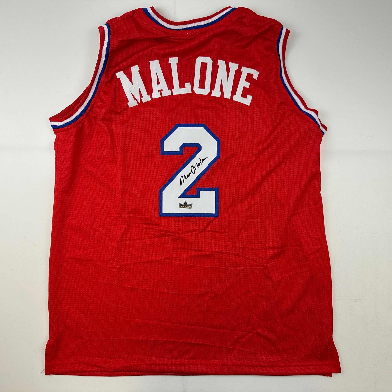 Facsimile Autographed Moses Malone Philadelphia Red Jersey Size Men\'s XL Facsimile Autographed Moses Malone Philadelphia Red Jersey Size Men\'s XL