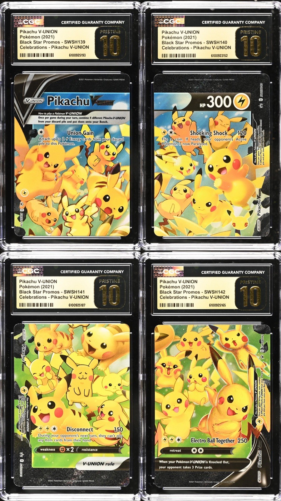 2021 Pokemon Celebrations SWSH Pikachu V-Union Set CGC Pristine 10