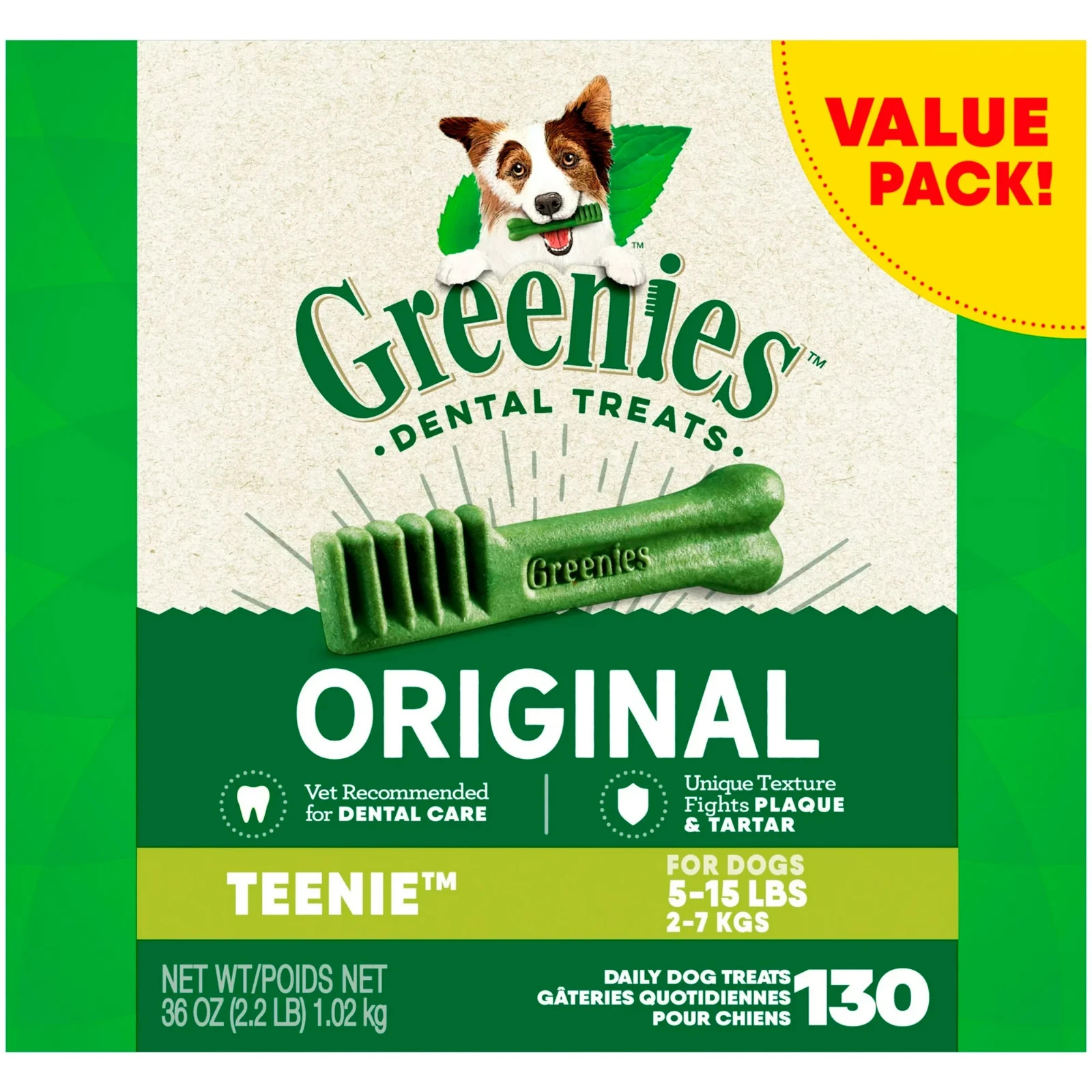 GREENIES Original TEENIE Natural Dental Dog Treats Pack of 130 GREENIES Original TEENIE Natural Dental Dog Treats Pack of 130