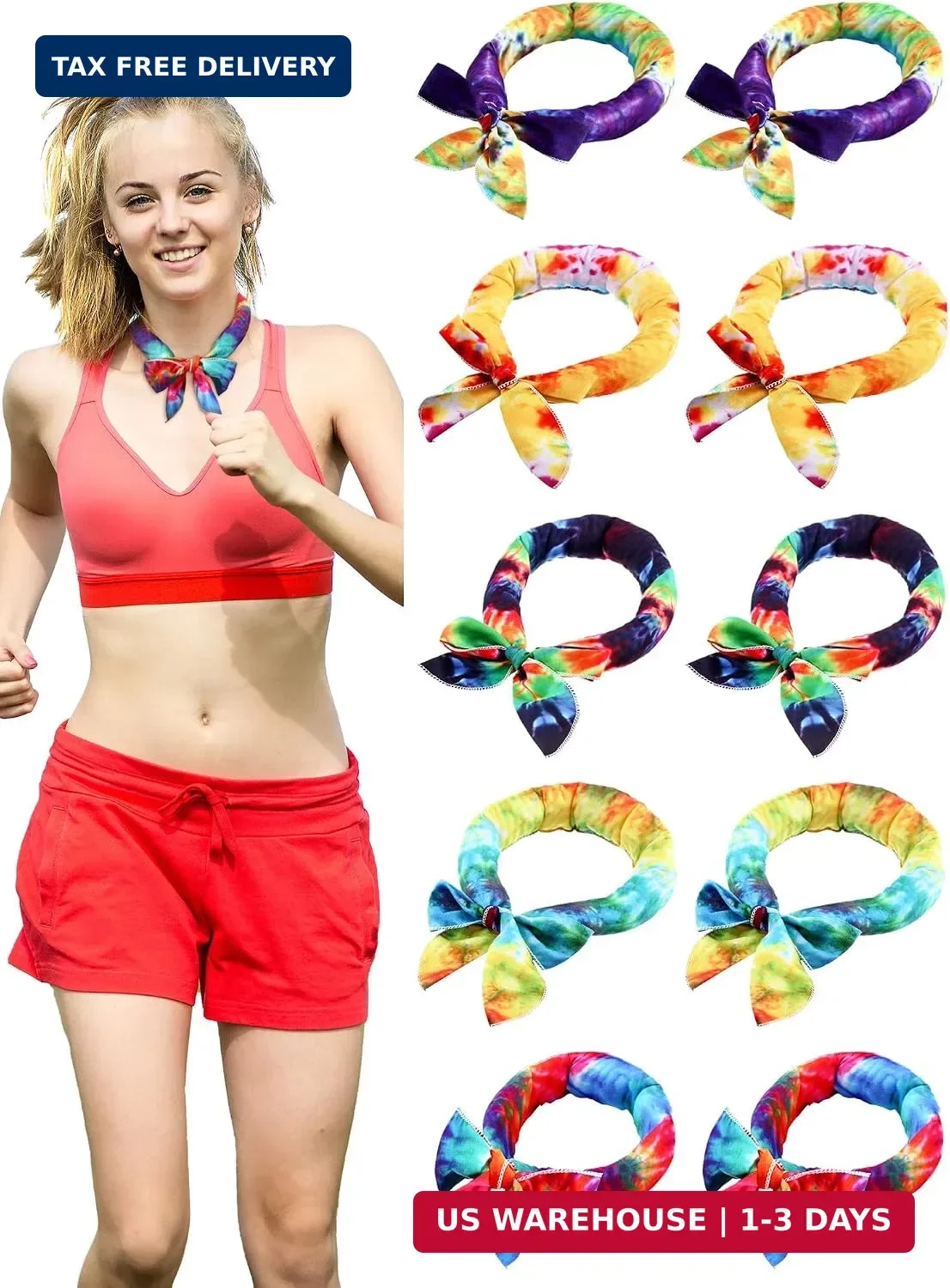 Janmercy 10 Pcs Cooling Neck Wraps Tie Dye Cooling Ice Bandanas Tubes Summer for Janmercy 10 Pcs Cooling Neck Wraps Tie Dye Cooling Ice Bandanas Tubes Summer for