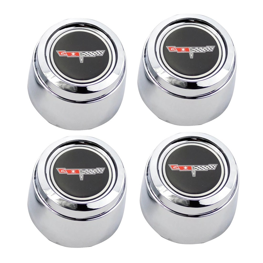 4Pc Fits 1980 1981 C3 Corvette Chrome Wheel Center Caps with Cross Flag Logo 4Pc Fits 1980 1981 C3 Corvette Chrome Wheel Center Caps with Cross Flag Logo