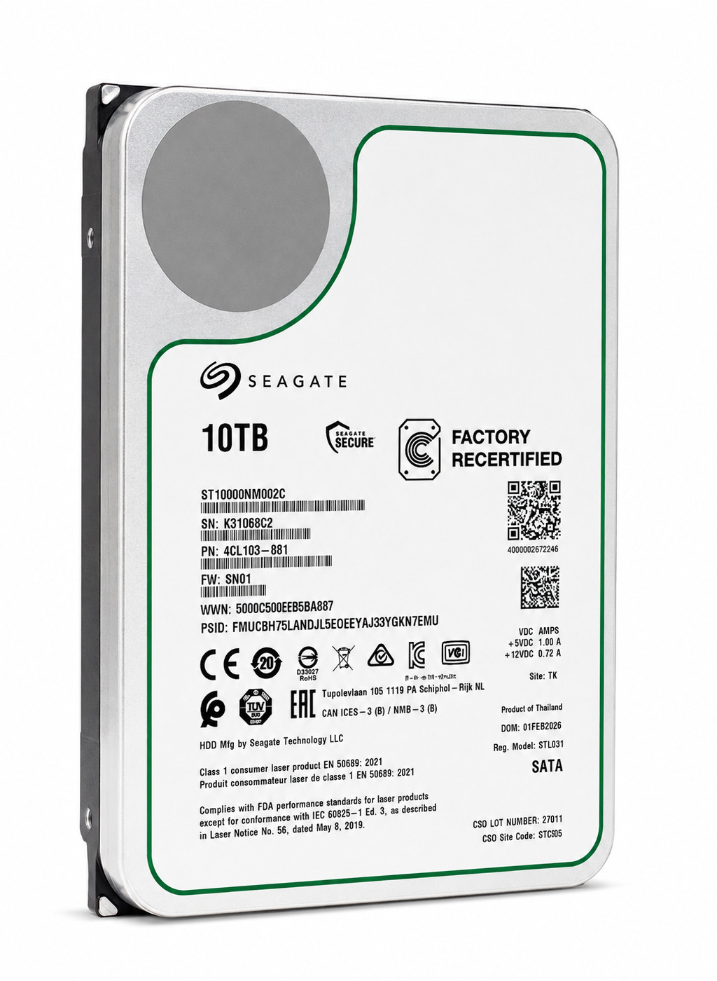 Seagate Exos ST10000NM002C 10TB CMR 7200RPM SATA6Gb/s 3.5