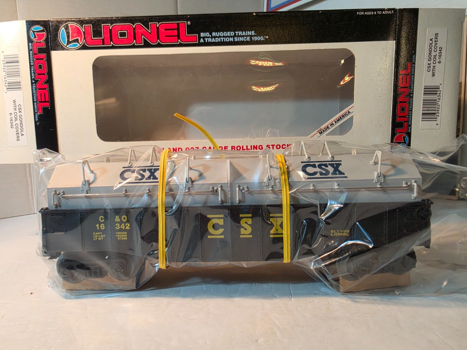 1992 Lionel 6-16342 CSX Gondola with Coil Covers O Gauge C&O Yellow & Black New 1992 Lionel 6-16342 CSX Gondola with Coil Covers O Gauge C&O Yellow & Black New