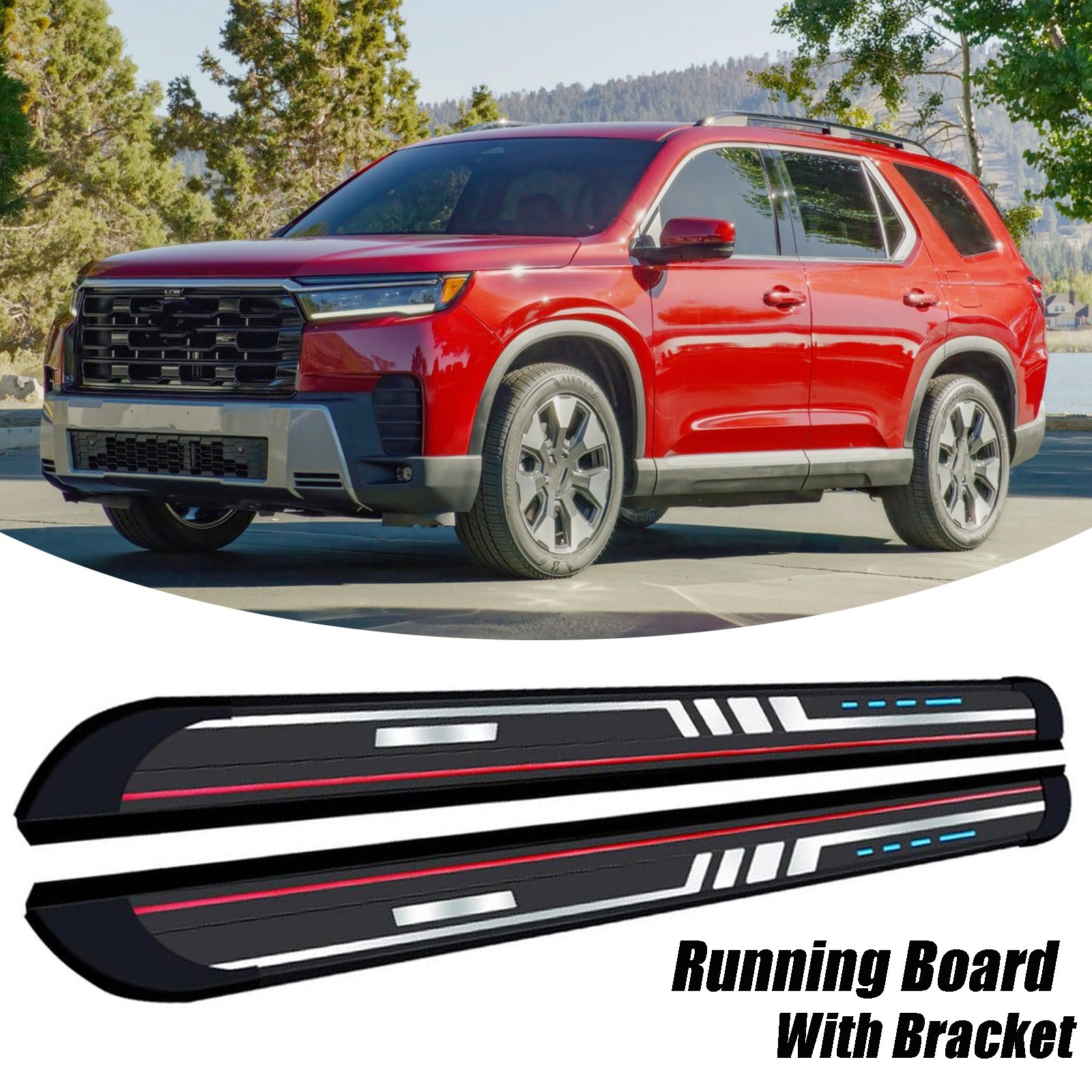 Alu Running Board Side Step Pedal Nerf Bars Fit Honda Pilot 2023 2024 2025 2026 Alu Running Board Side Step Pedal Nerf Bars Fit Honda Pilot 2023 2024 2025 2026