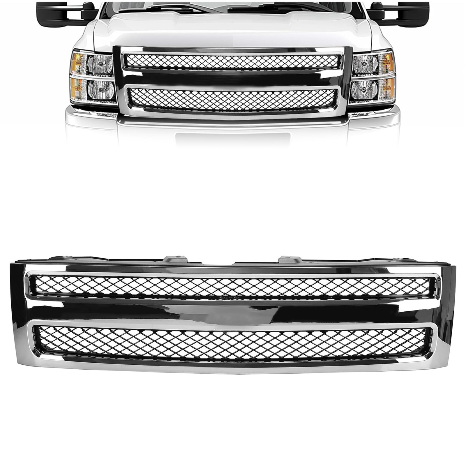 Front Grille Compatible with 2007-2013 Chevrolet Chevy Silverado 1500