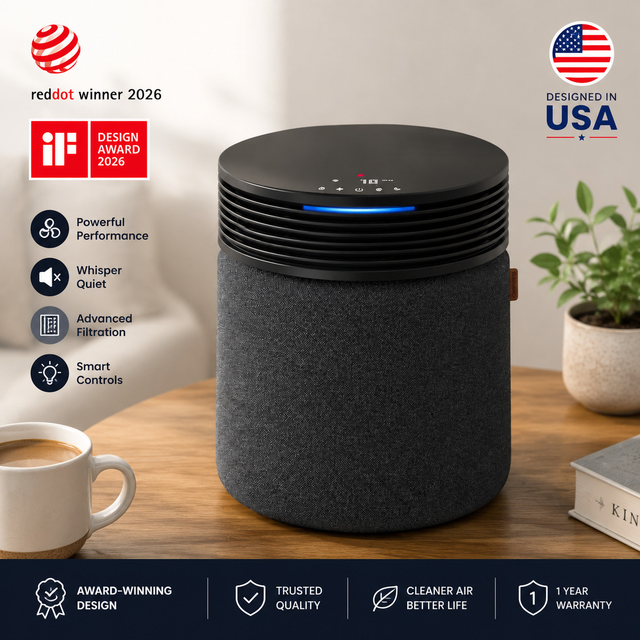 BLUEAIR Blue Signature Air Purifier for Large Rooms up to 3,385 Sq Ft, Hepasilen