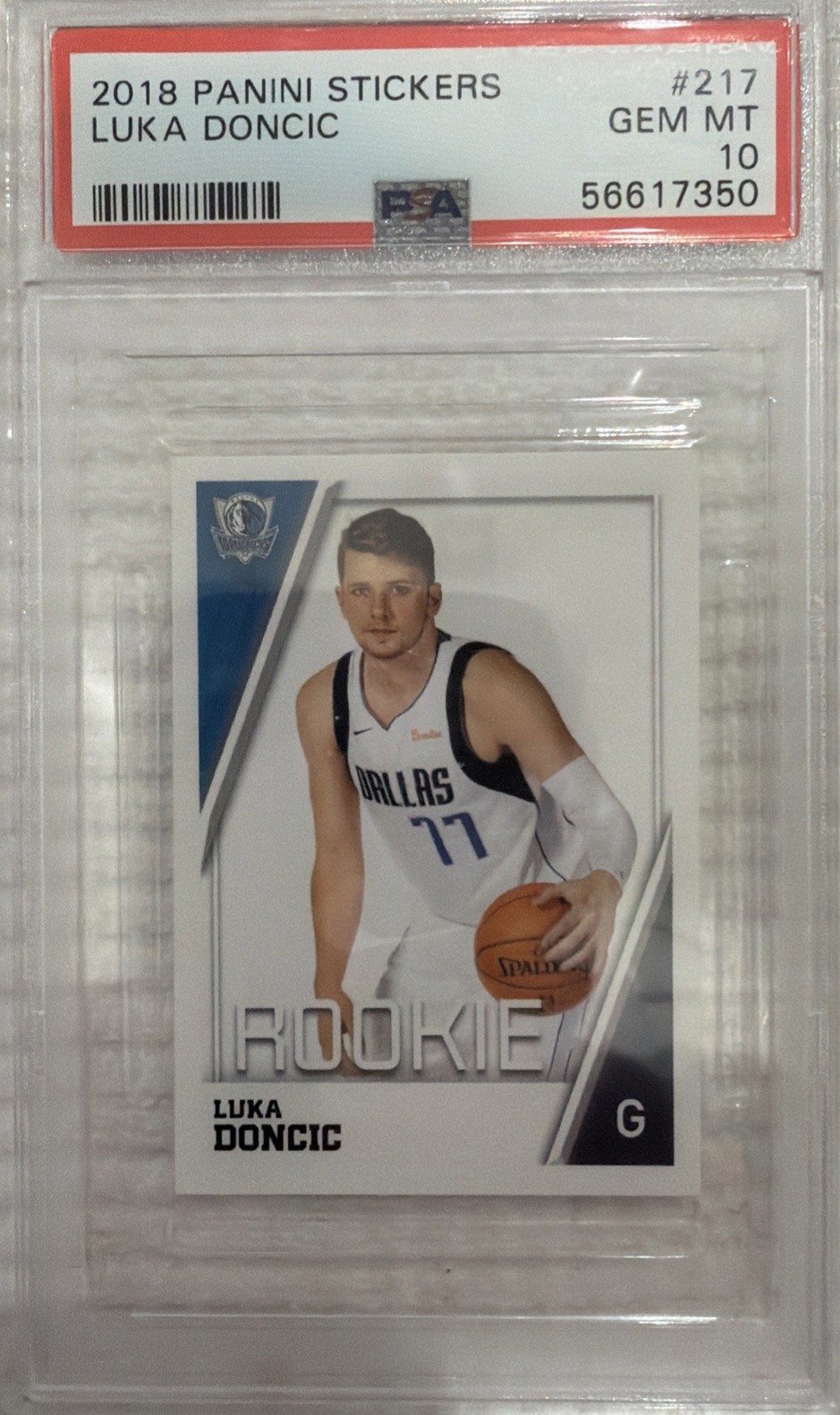2018-19 Panini Stickers Luka Doncic Rookie #217. PSA 10. 2018-19 Panini Stickers Luka Doncic Rookie #217. PSA 10.