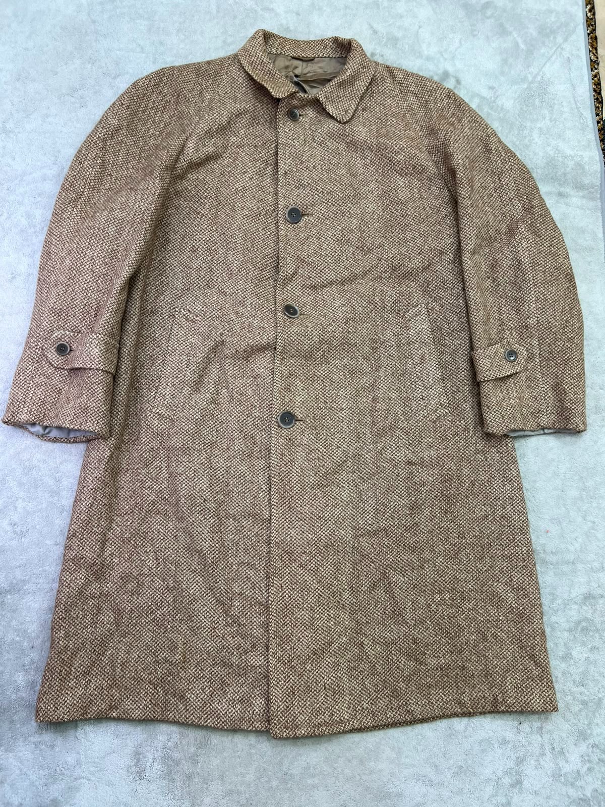 Vintage Harris Tweed Overcoat 40 Brown Houndstooth Wool Mens Top Coat 1950s Vintage Harris Tweed Overcoat 40 Brown Houndstooth Wool Mens Top Coat 1950s