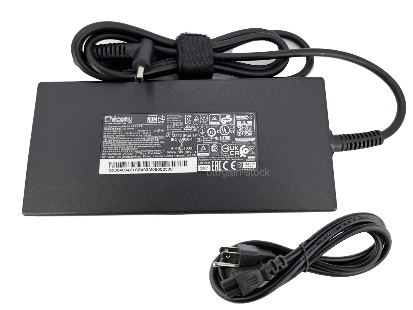 Chicony 20V 12A 240W AC Adapter Charger For Gigabyte AORUS 16X ASG-63USC65SH