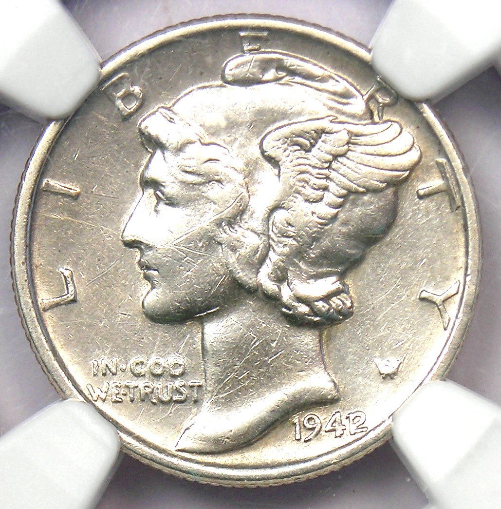 1942/1 Mercury Dime 10C - Certified NGC AU Details - Overdate Variety Coin