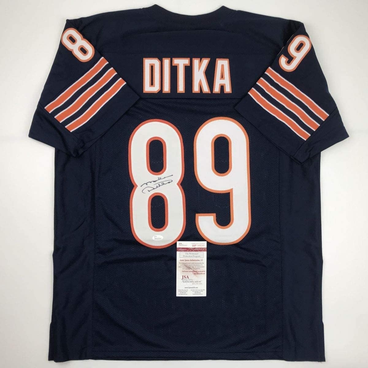 Autographed/Signed MIKE DITKA Chicago Blue Football Jersey JSA COA Auto Autographed/Signed MIKE DITKA Chicago Blue Football Jersey JSA COA Auto