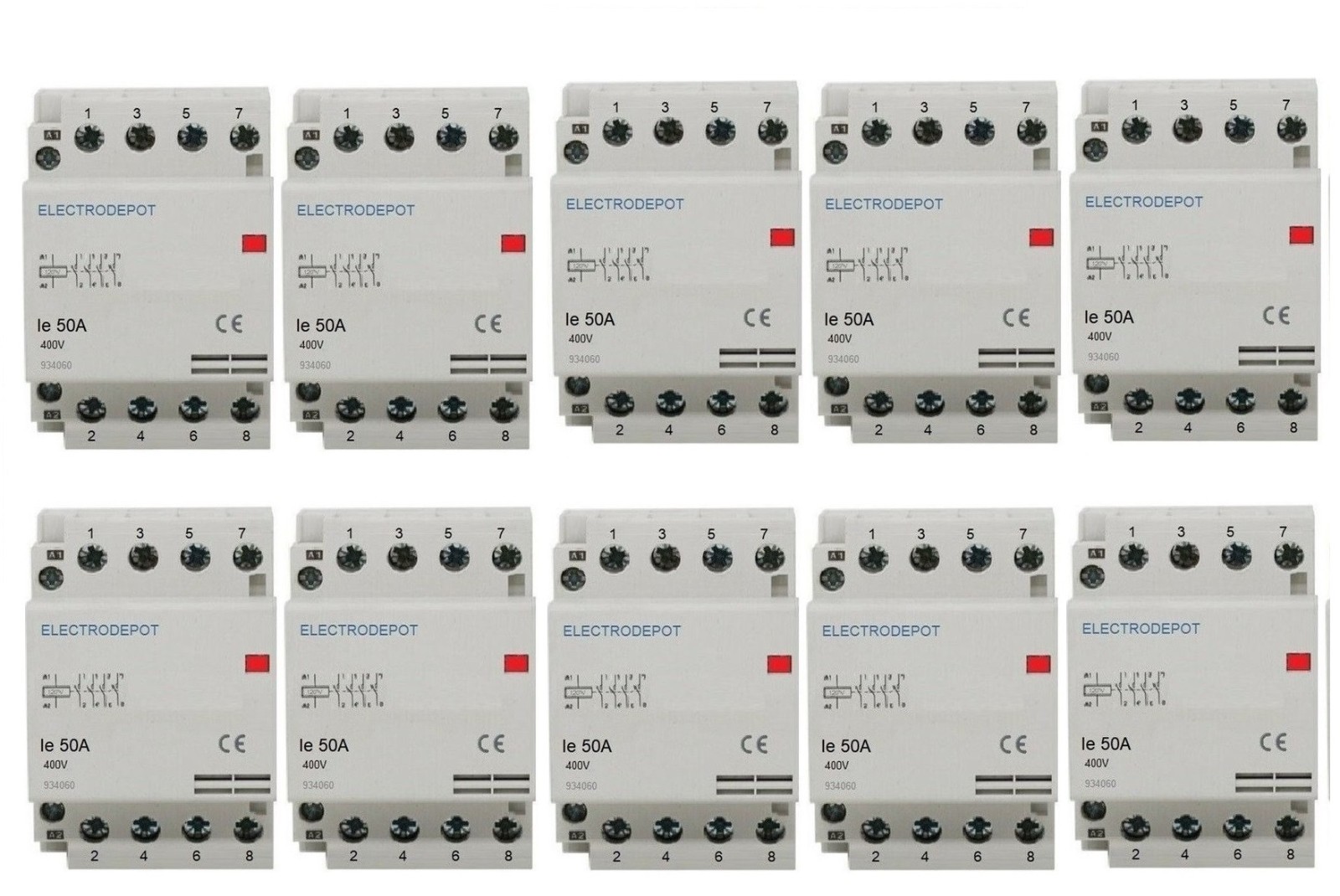 LOT of 10 Electrodepot Contactors NC Normally Closed 40A, 4 Pole 120V Coil IEC LOT of 10 Electrodepot Contactors NC Normally Closed 40A, 4 Pole 120V Coil IEC